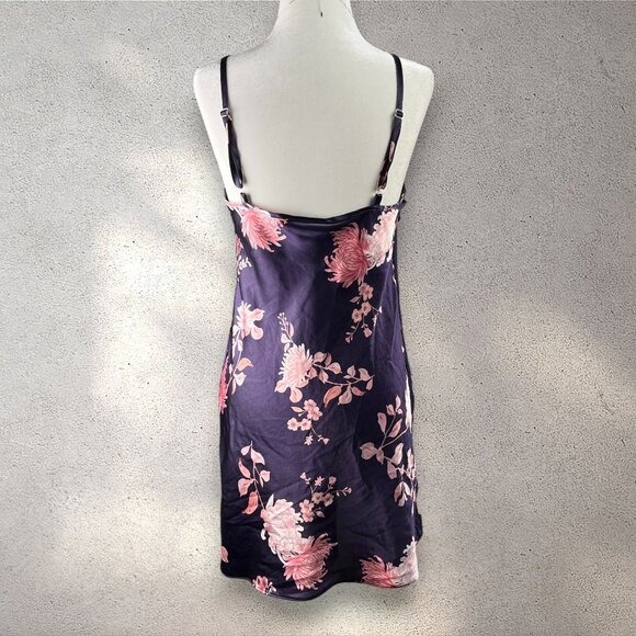 Morgan Taylor Intimates Satin Floral Slip Women's S Purple Lace Y2K Fairycore - Picture 2 of 8